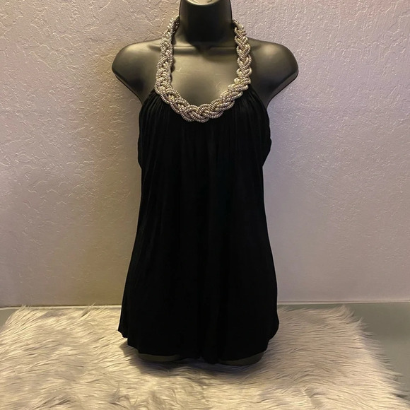 Spense Black Blouse with Chain Halter Top - Picture 8 of 16
